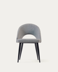 MAEL Grey chair with steel legs with black finish