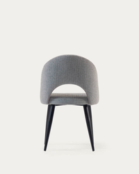 MAEL Grey chair with steel legs with black finish