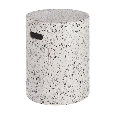 JENELL Outdoor terrazzo footrest in white, Ø 35 cm