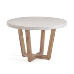 SHANELLE Round table made of white terrazzo and solid acacia wood Ø 120 cm