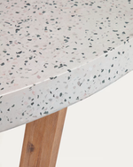 SHANELLE Round table made of white terrazzo and solid acacia wood Ø 120 cm