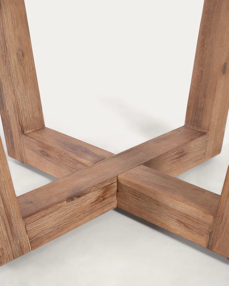 SHANELLE Round table made of white terrazzo and solid acacia wood Ø 120 cm