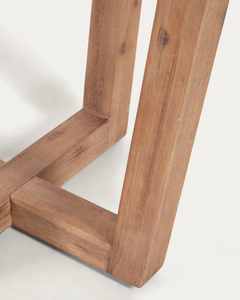 SHANELLE Round table made of white terrazzo and solid acacia wood Ø 120 cm