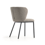 CISELIA Chair with light grey shearling and black metal
