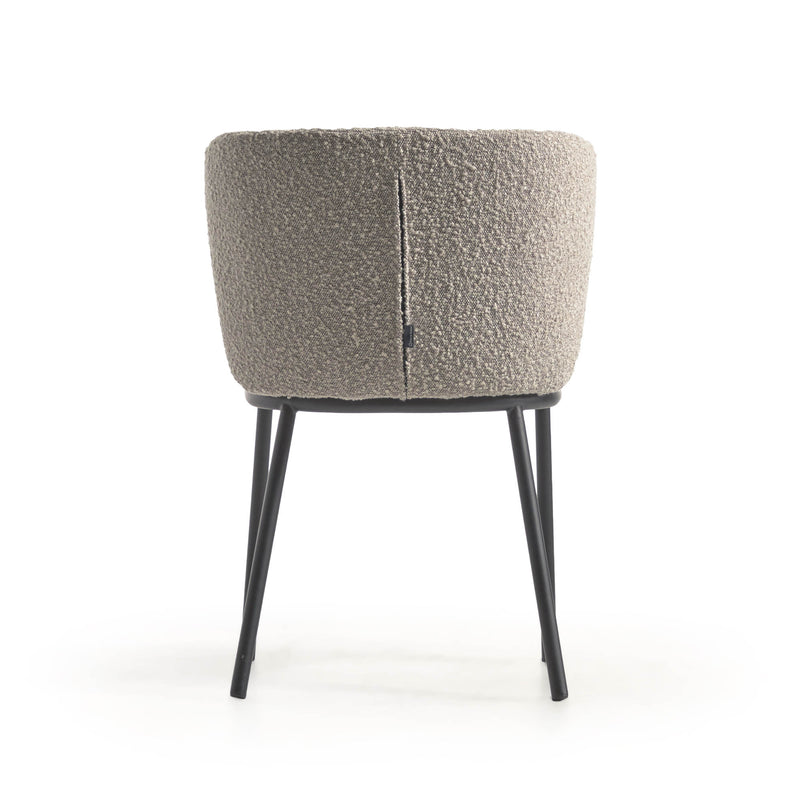 CISELIA Chair with light grey shearling and black metal