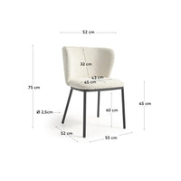 CISELIA Chair with white fleece and black metal