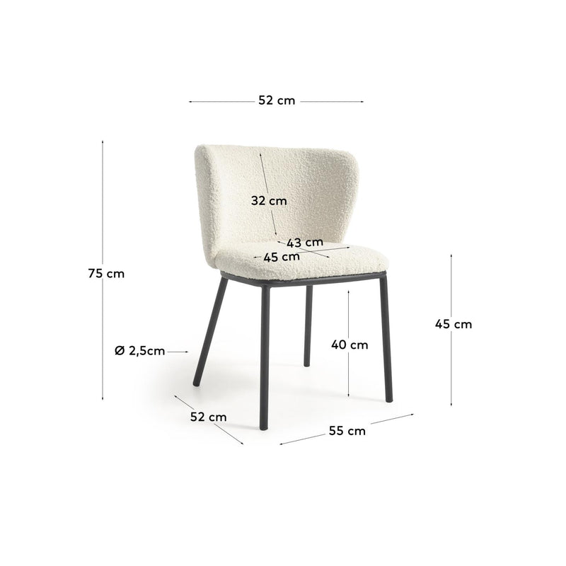 CISELIA Chair with white fleece and black metal