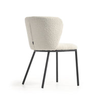 CISELIA Chair with white fleece and black metal