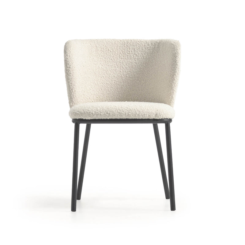 CISELIA Chair with white fleece and black metal