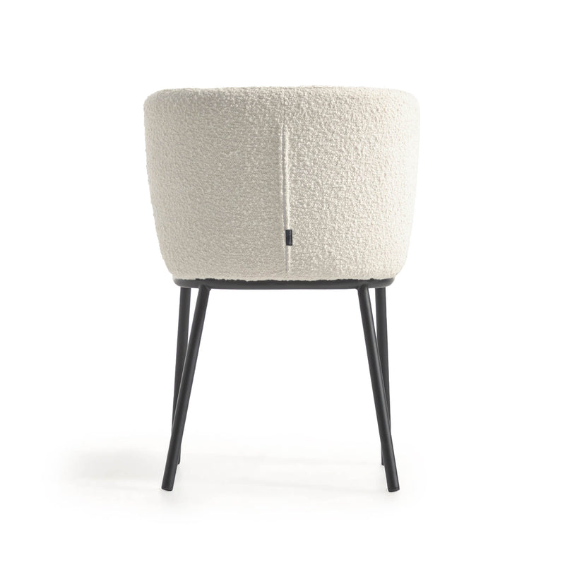 CISELIA Chair with white fleece and black metal