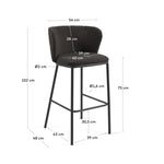 CISELIA Stool with black shearling and black metal