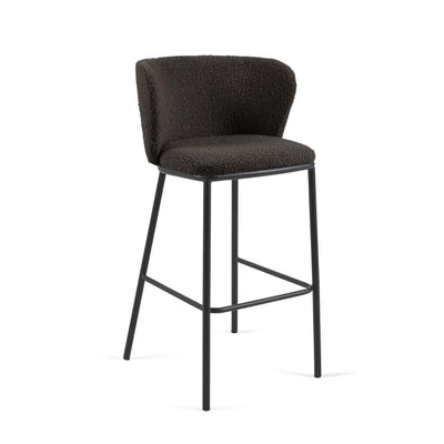 CISELIA Stool with black shearling and black metal