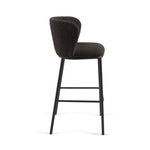 CISELIA Stool with black shearling and black metal