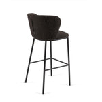 CISELIA Stool with black shearling and black metal