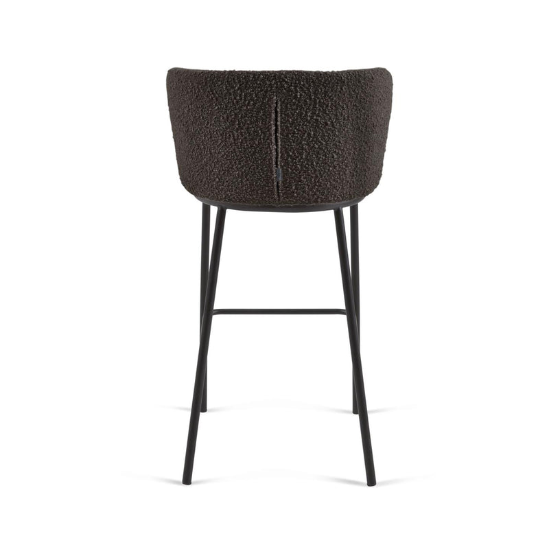 CISELIA Stool with black shearling and black metal