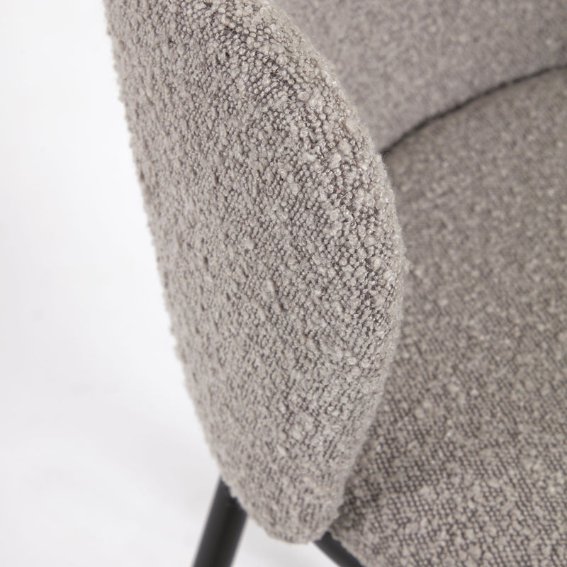 CISELIA Stool with light grey shearling and black metal