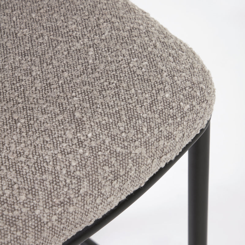 CISELIA Stool with light grey shearling and black metal