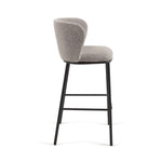 CISELIA Stool with light grey shearling and black metal