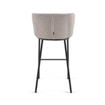 CISELIA Stool with light grey shearling and black metal