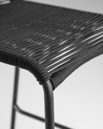LAMBTON Stackable stool in black rope and black finish steel, 74 cm