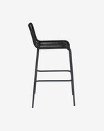 LAMBTON Stackable stool in black rope and black finish steel, 74 cm
