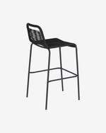 LAMBTON Stackable stool in black rope and black finish steel, 74 cm