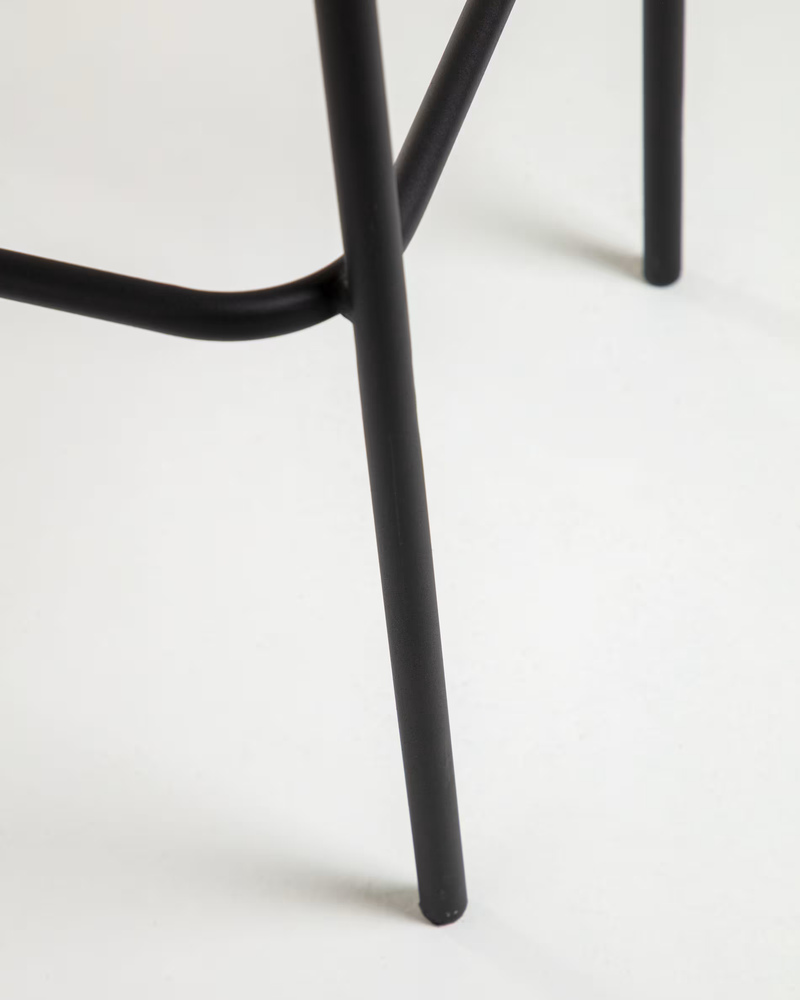 LAMBTON Stackable stool in brown rope and black finish steel, 74 cm