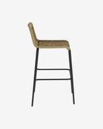 LAMBTON Stackable stool in brown rope and black finish steel, 74 cm