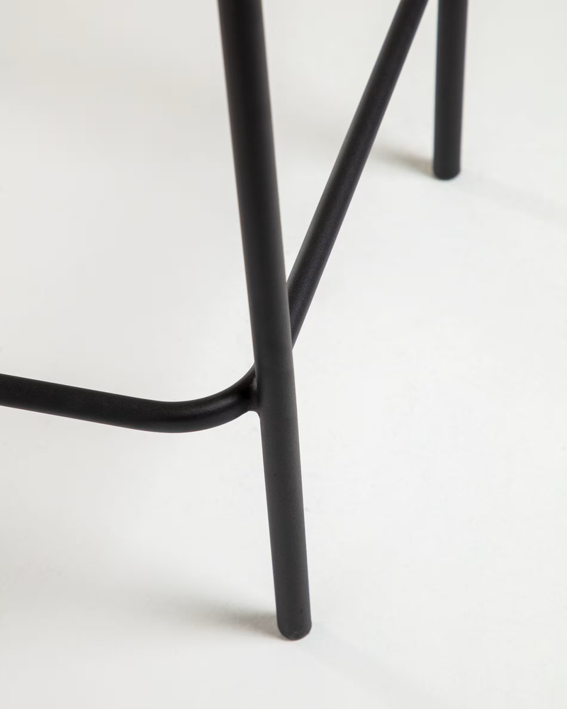 LAMBTON Stackable stool in black rope and black finish steel, 62 cm