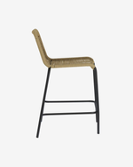 LAMBTON Stackable stool in brown rope and black finish steel, 62 cm