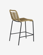 LAMBTON Stackable stool in brown rope and black finish steel, 62 cm