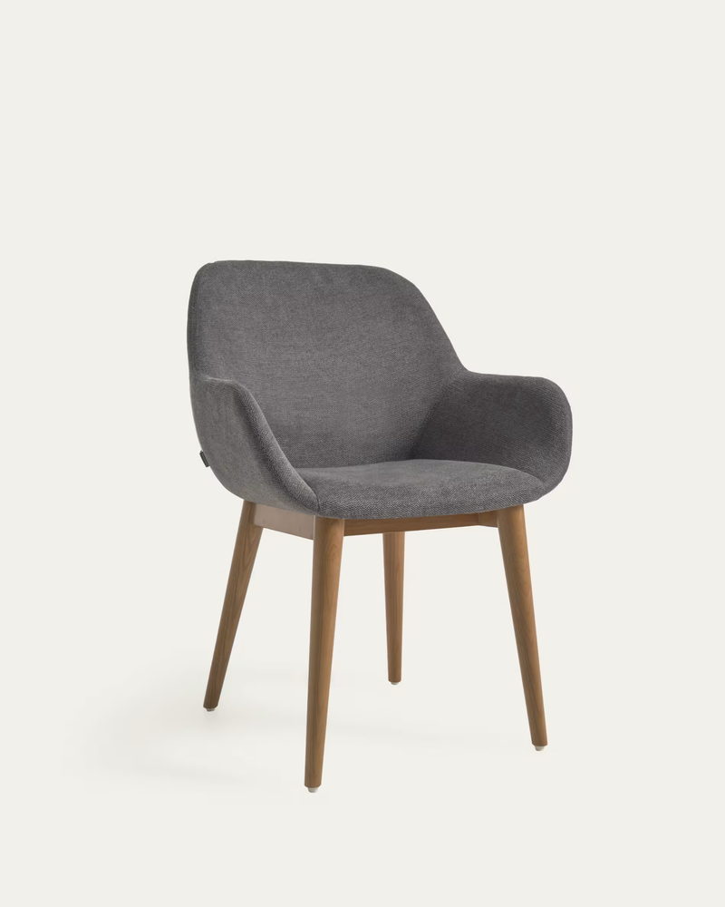 KONNA chair with solid ash wood legs in a dark finish