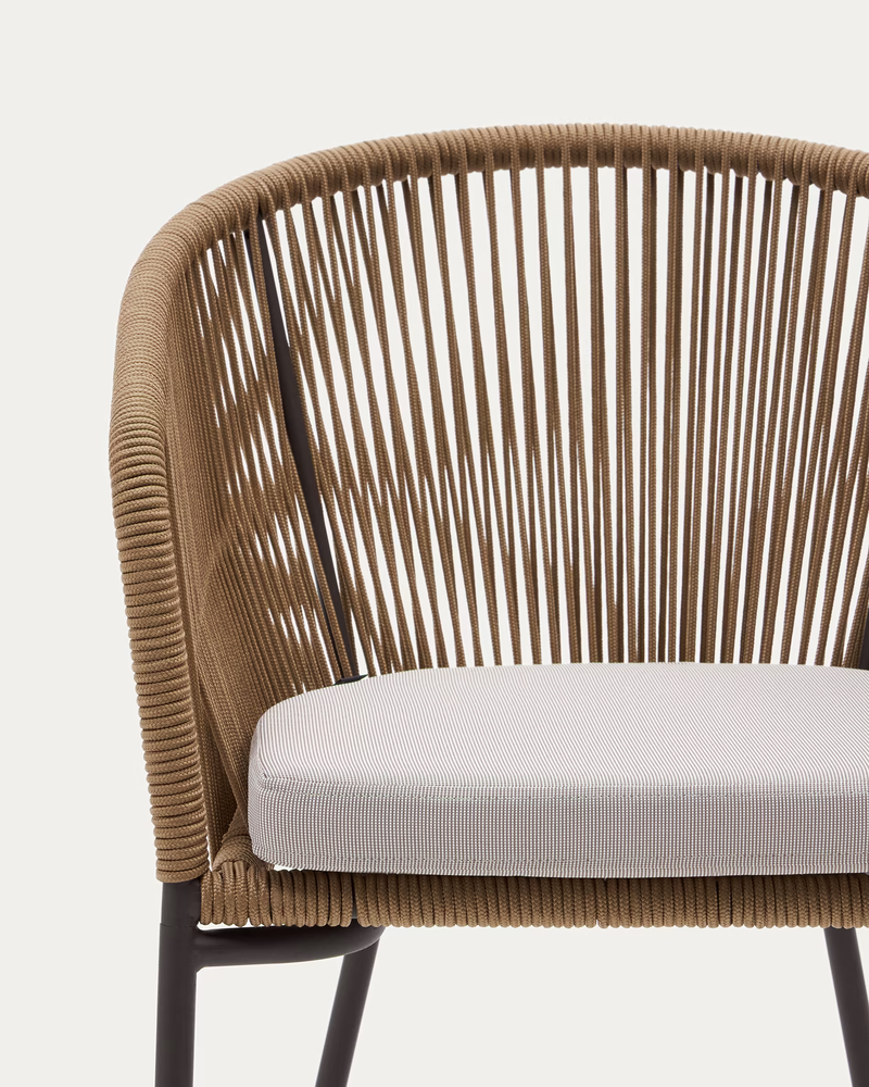 YANET Beige rope chair with galvanised steel legs