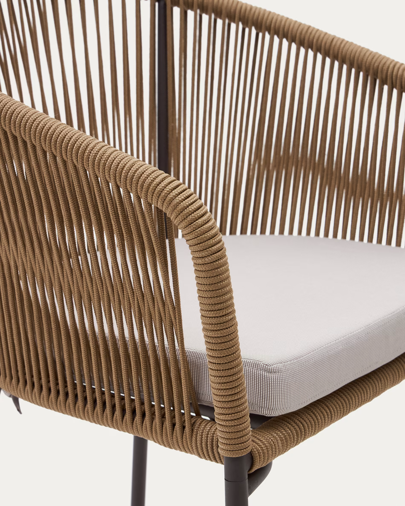 YANET Beige rope chair with galvanised steel legs