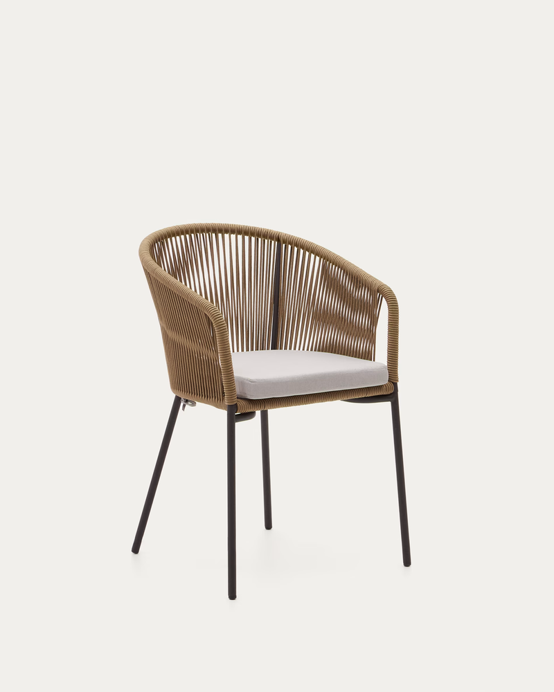 YANET Beige rope chair with galvanised steel legs
