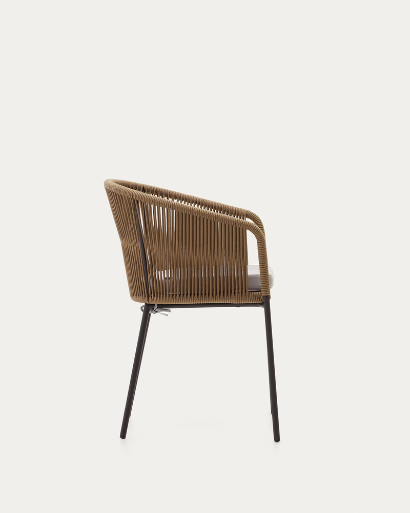 YANET Beige rope chair with galvanised steel legs