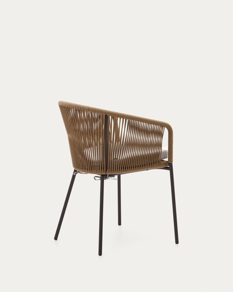 YANET Beige rope chair with galvanised steel legs