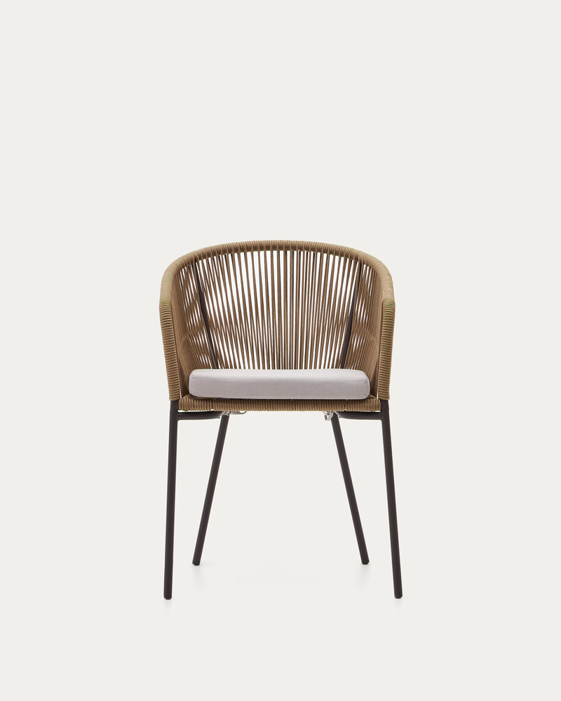 YANET Beige rope chair with galvanised steel legs