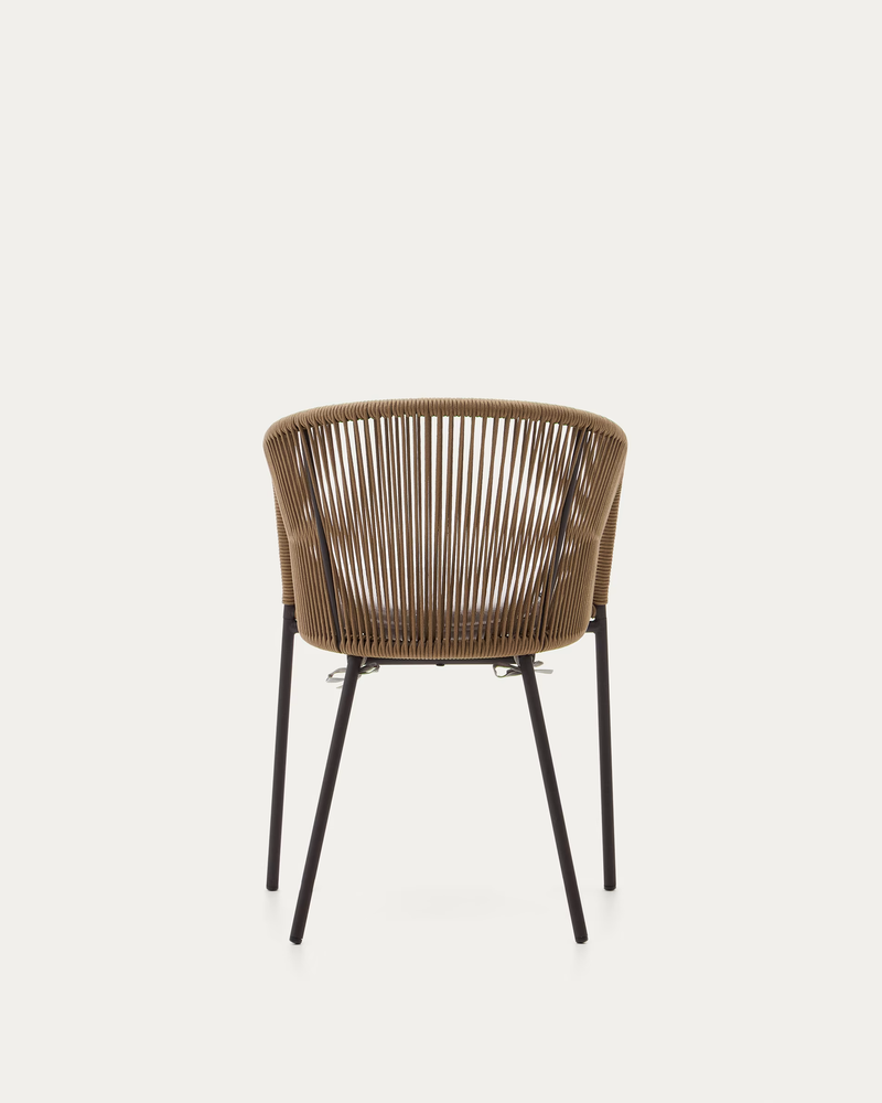 YANET Beige rope chair with galvanised steel legs
