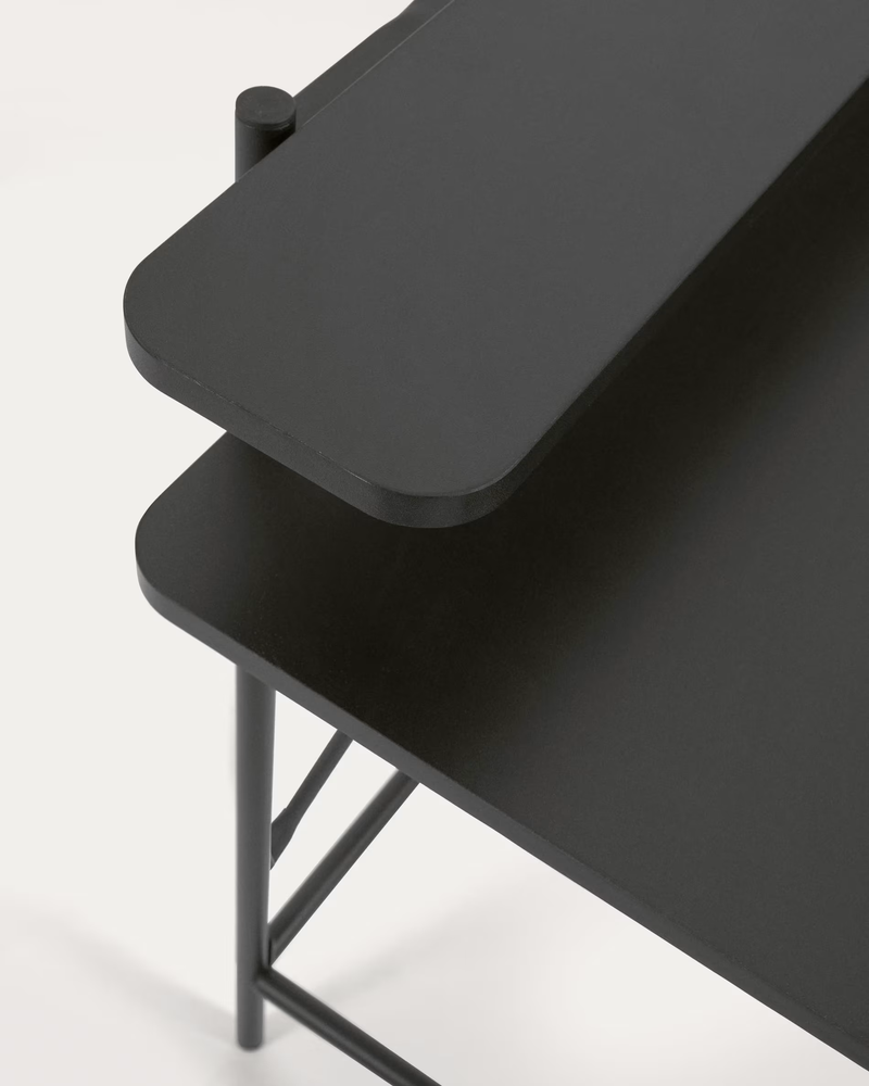 GALATIA Crni stol od melamina s metalnim nogama u crnoj boji 120 x 60 cm