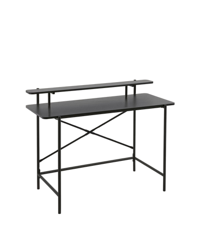 GALATIA Black melamine desk with metal legs in black finish 120 x 60 cm
