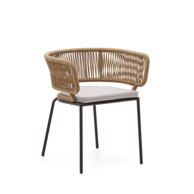 NADIN Chair in beige cord with galvanised steel legs