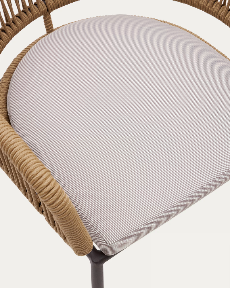 NADIN Stolica od bež vrpce s nogama od galvaziranog čelika