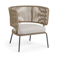 NADIN Armchair in beige cord with galvanised steel legs