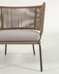 NADIN Armchair in beige cord with galvanised steel legs