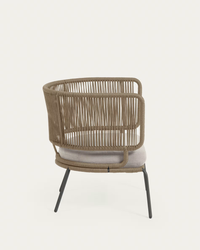 NADIN Armchair in beige cord with galvanised steel legs