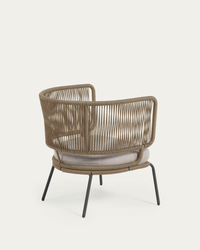 NADIN Armchair in beige cord with galvanised steel legs