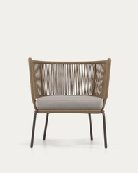 NADIN Armchair in beige cord with galvanised steel legs