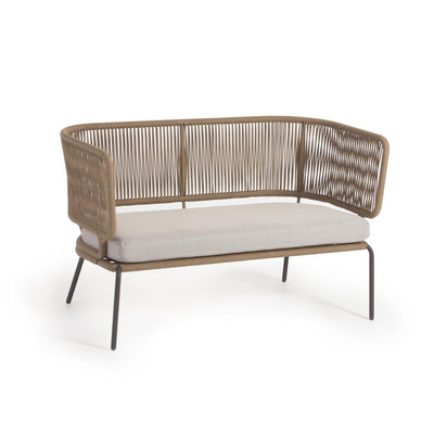 NADIN 2 seater sofa in beige cord with galvanised steel legs, 135 cm