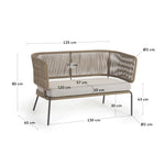 NADIN 2 seater sofa in beige cord with galvanised steel legs, 135 cm